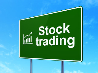 Image showing Business concept: Stock Trading and Growth Graph on road sign background