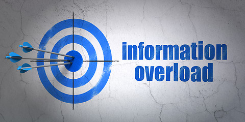 Image showing Information concept: target and Information Overload on wall background