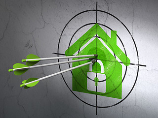 Image showing Security concept: arrows in Home target on wall background