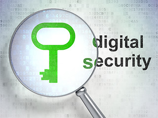 Image showing Security concept: Key and Digital Security with optical glass