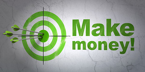 Image showing Business concept: target and Make Money! on wall background