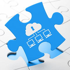 Image showing Cloud computing concept: Cloud Network on puzzle background