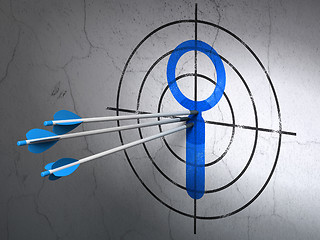 Image showing Web development concept: arrows in Search target on wall background