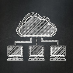 Image showing Cloud networking concept: Cloud Network on chalkboard background