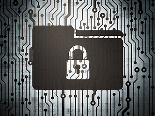 Image showing Business concept: circuit board with Folder With Lock