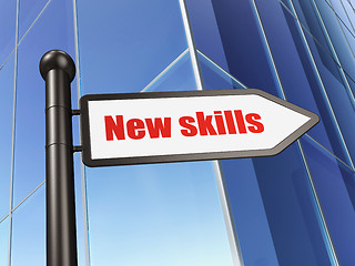 Image showing Education concept: sign New Skills on Building background