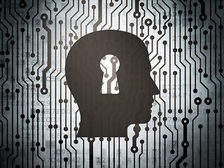 Image showing Business concept: circuit board with Head With Keyhole