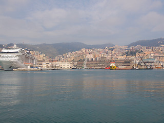 Image showing View of Genoa Italy from the sea