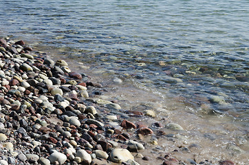 Image showing Wet stones at coast