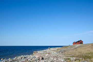 Image showing Flat rock coast view