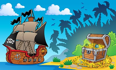 Image showing Pirate theme with treasure chest 1