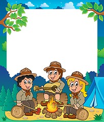 Image showing Children scouts thematic frame 1