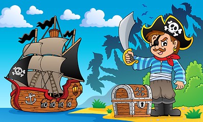 Image showing Pirate on coast theme 1