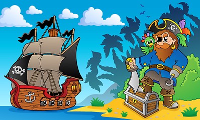 Image showing Pirate on coast theme 2