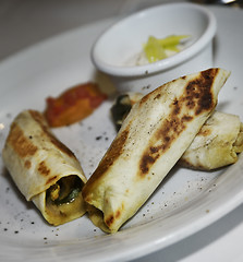 Image showing Chicken And Spinach Tortilla Wrap Sandwich
