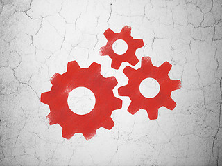 Image showing Web development concept: Gears on wall background