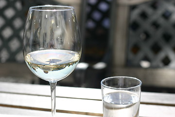 Image showing Glas of wine and water