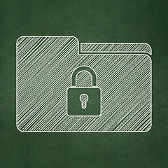 Image showing Finance concept: Folder With Lock on chalkboard background