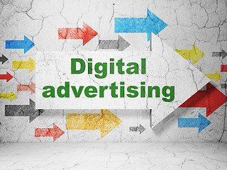 Image showing Arrow with Digital Advertising on grunge wall background