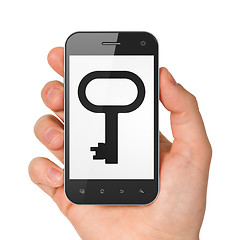 Image showing Safety concept: Key on smartphone