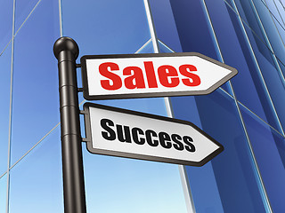 Image showing Advertising concept: sign Sales Success on Building background