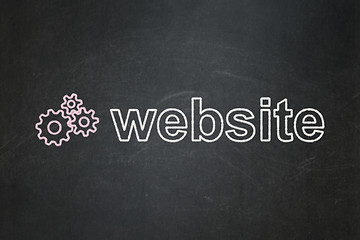 Image showing Web development concept: Gears and Website on chalkboard background