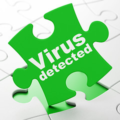 Image showing Privacy concept: Virus Detected on puzzle background