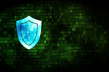 Image showing Safety concept: Shield on digital background