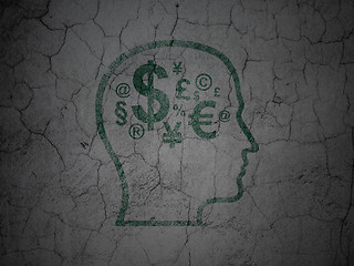 Image showing Business concept: Head With Finance Symbol on grunge wall background