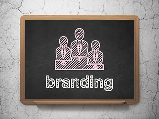 Image showing Marketing concept: Business Team and Branding on chalkboard background