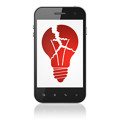 Image showing Finance concept: Light Bulb on smartphone