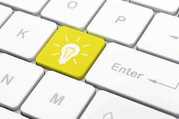 Image showing Business concept: Light Bulb on computer keyboard background