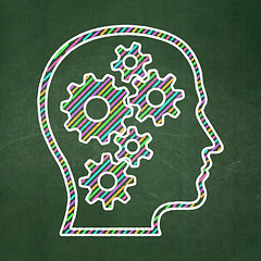 Image showing Data concept: Head With Gears on chalkboard background