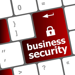 Image showing business security key on the keyboard of laptop computer