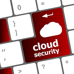 Image showing Cloud security concept showing cloud icon on computer key