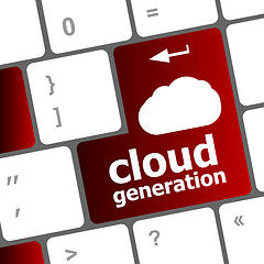 Image showing cloud generation words concept on button of the keyboard