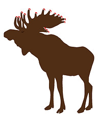 Image showing Elk with Santa Claus caps looking forward to christmas