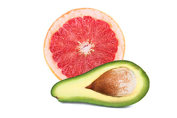 Image showing Grapefruit and ripe avocado