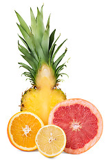 Image showing Grapefruit, pineapple, orange and lemon