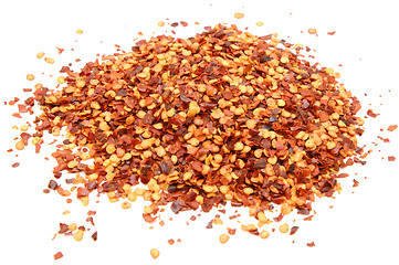 Image showing Dried, crushed chilli flakes and seeds