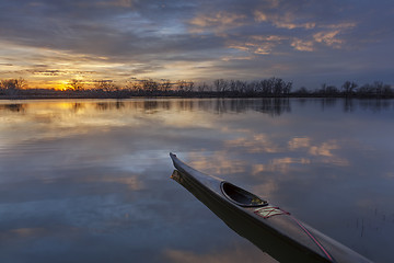 Image showing sunrise kayak paddling