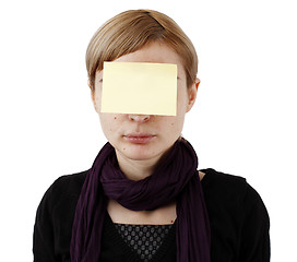 Image showing Woman and post it