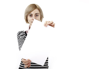 Image showing Woman holding a paper