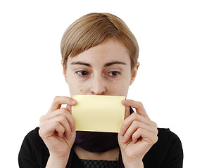 Image showing Woman and post it