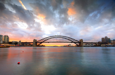Image showing Good Morning Sydney with Harbour Bridge and Opera House at sunri