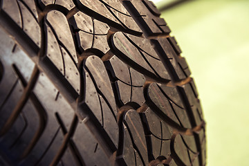 Image showing New car tyre closeup photo