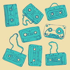 Image showing Set of retro cassette tapes