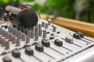 Image showing Closeup photo of an audio mixer