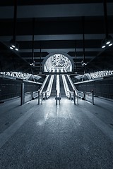 Image showing Moving escalator in the business center