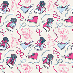 Image showing Sneakers. Shoes Seamless pattern.